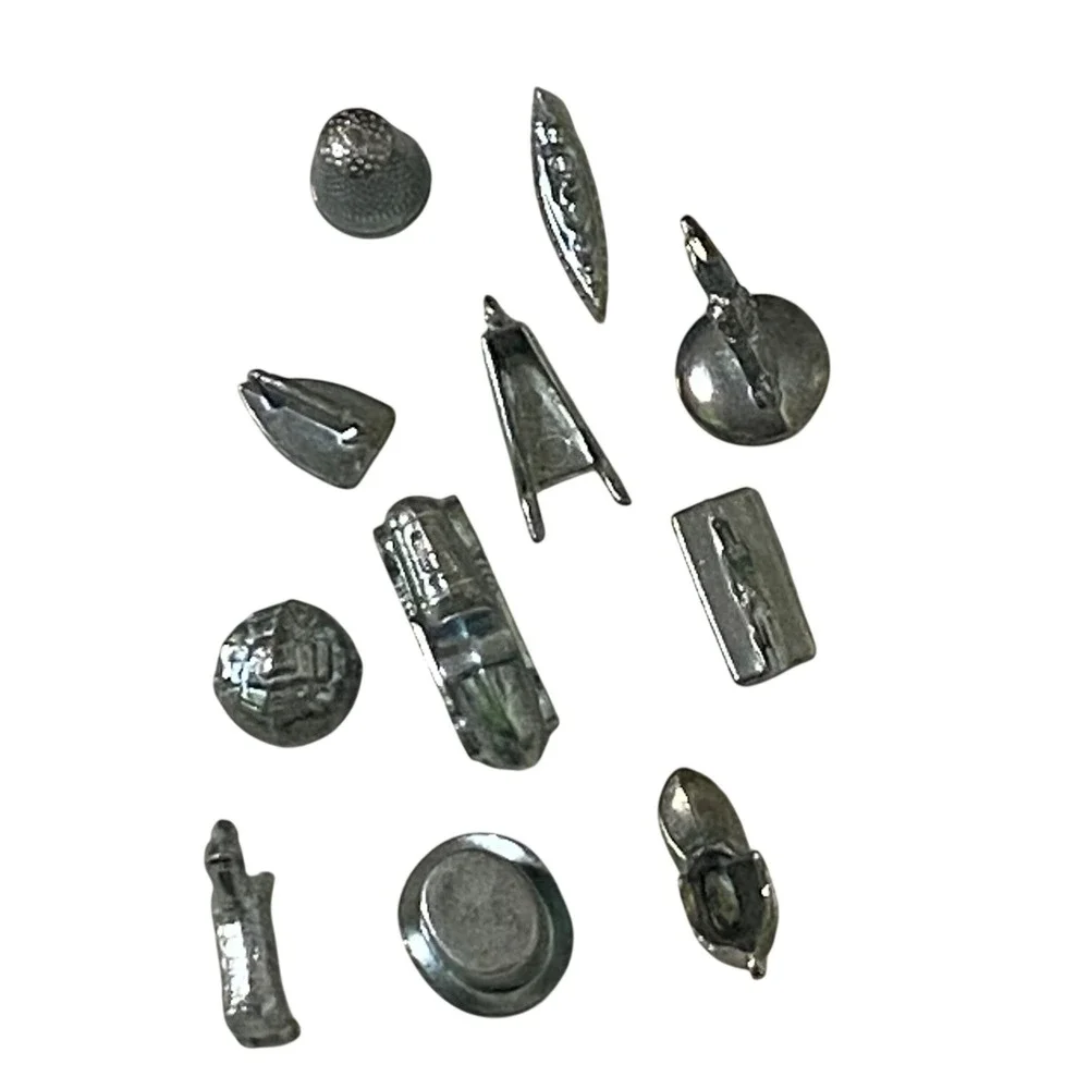 Monopoly Board Game Pewter‎ Silver Tone Replacement Game Tokens Cake Toppers